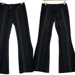 Retro SPACEGIRLS sz 5 Juniors Black Striped Low Rise Flare Leg Pants Black +